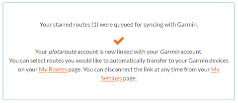 Garmin Link set-up complete